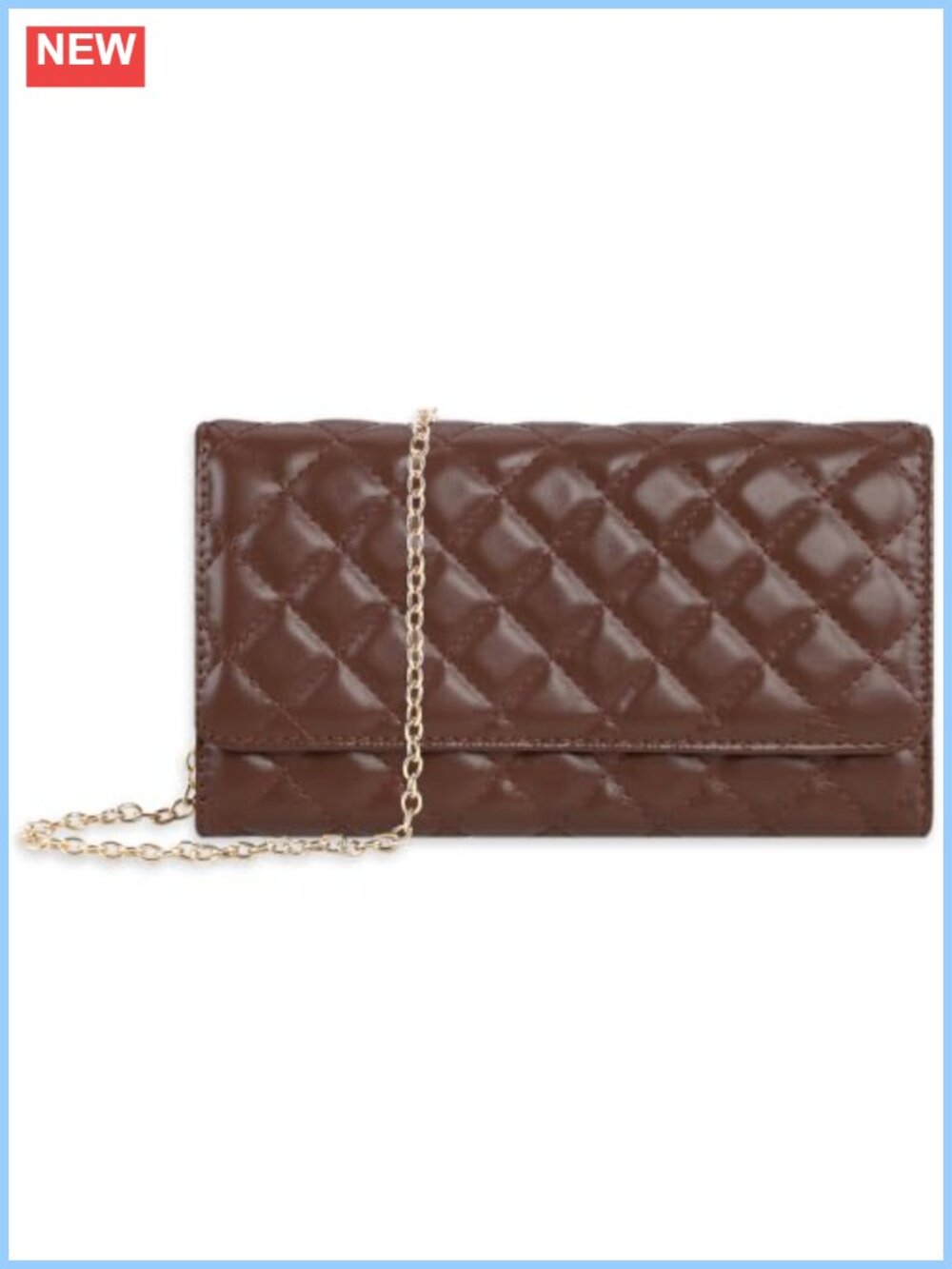 Women's Quilted Crossbody Bag with Chain & Card Slots